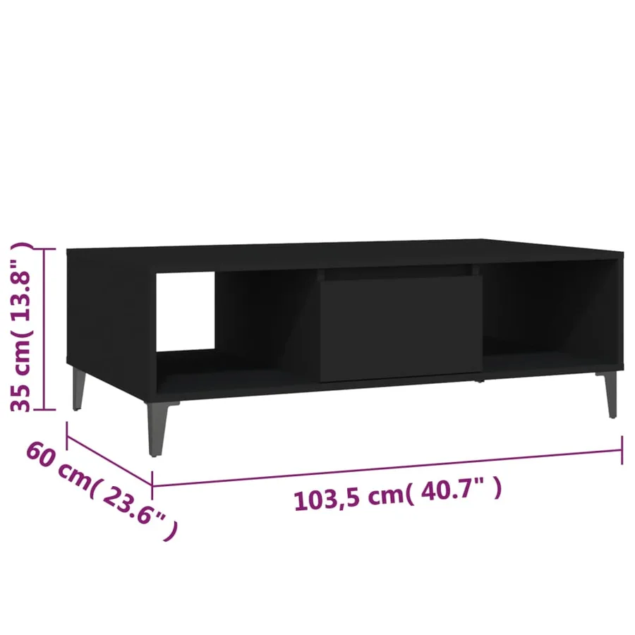 Table basse noir 103,5x60x35 cm bois d'ingénierie - 9