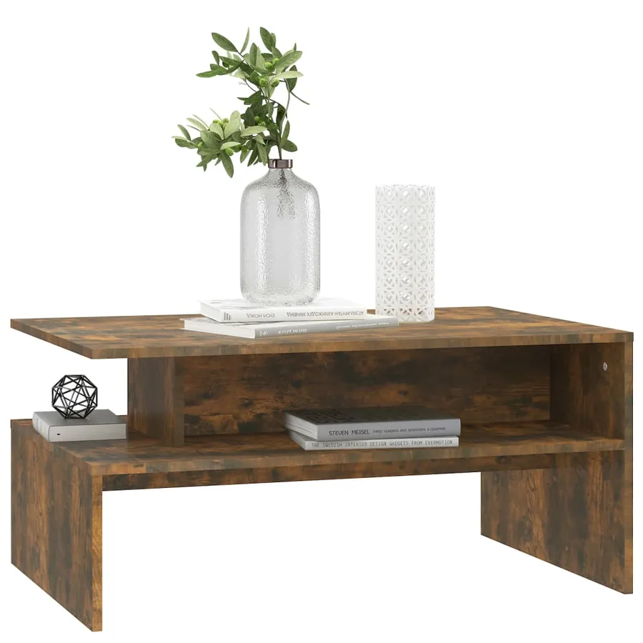 Table basse Chêne fumé 90x60x42,5 cm Bois d'ingénierie - 5