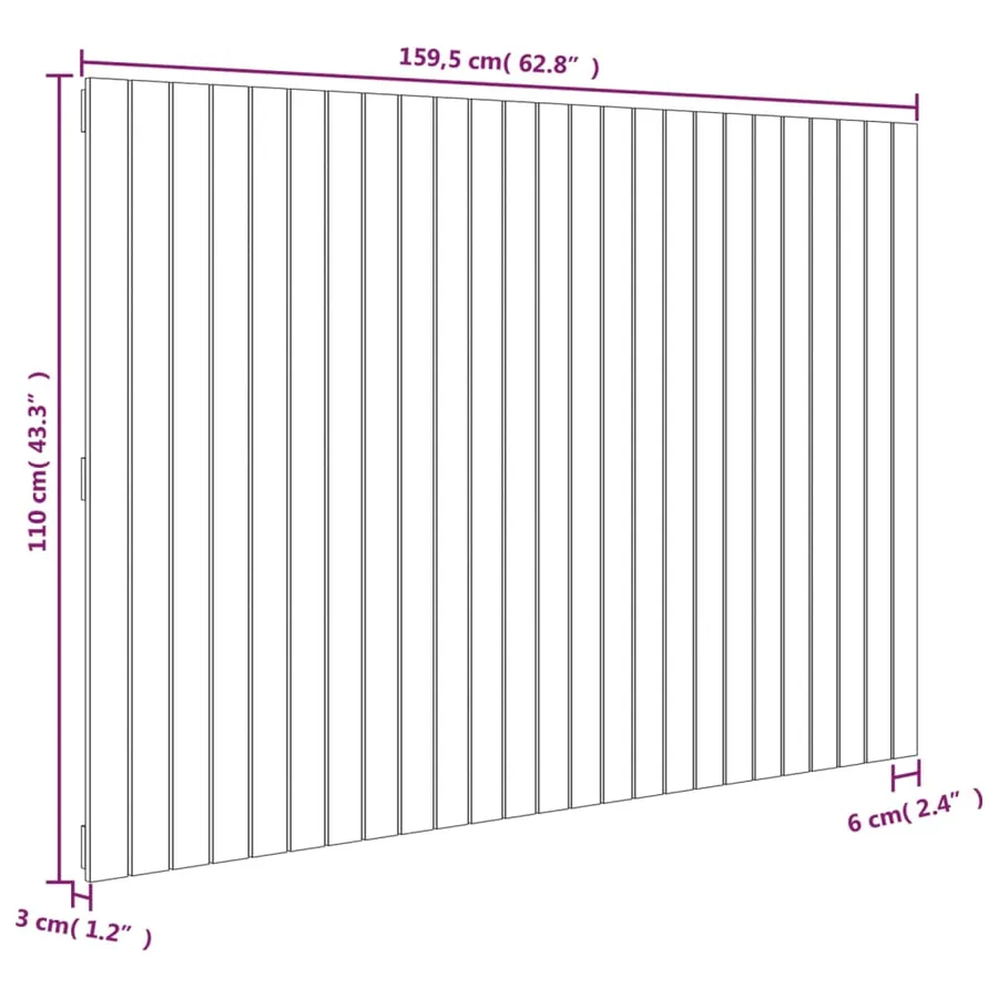 Tête de lit murale Blanc 159,5x3x110 cm Bois massif de pin - 8