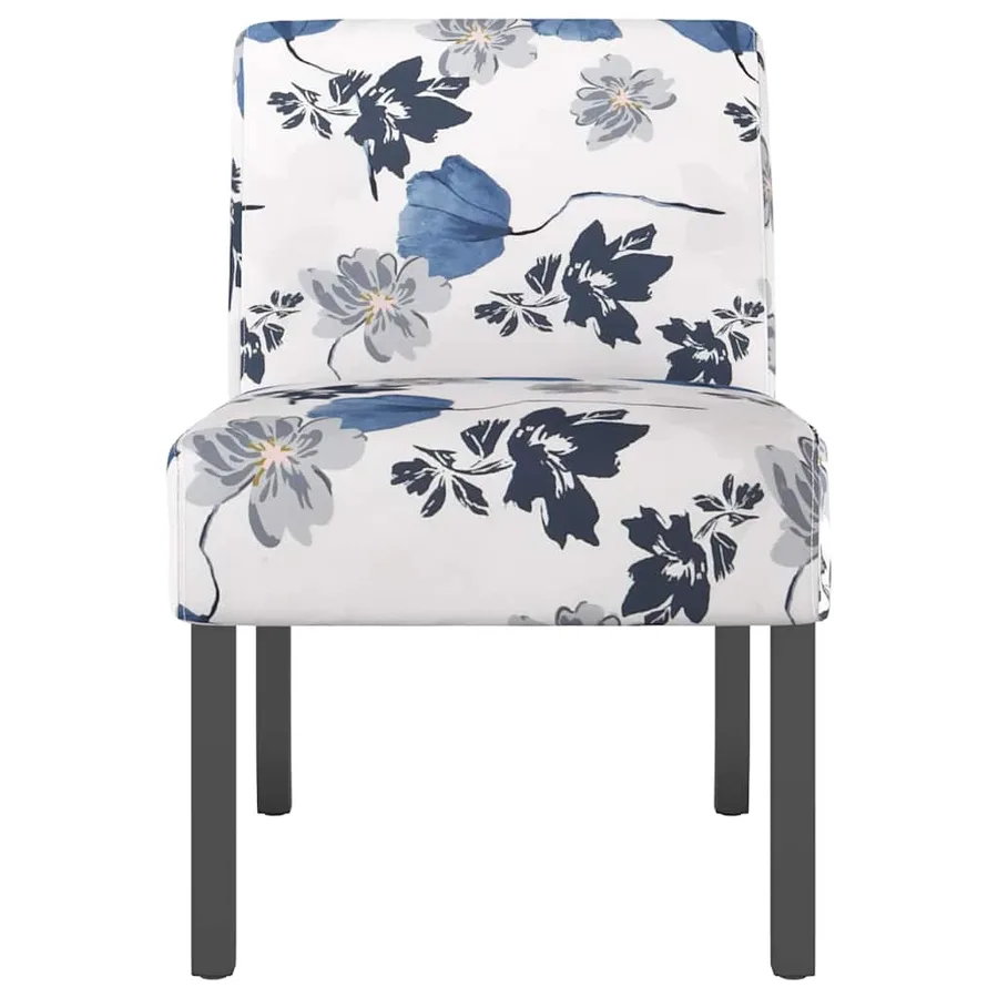 Fauteuil sans accoudoirs bleu tissu avec fleurs - 3