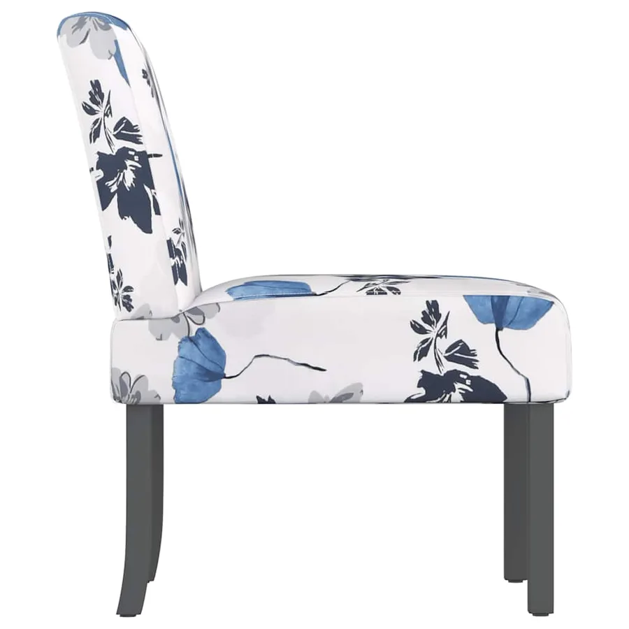 Fauteuil sans accoudoirs bleu tissu avec fleurs - 4
