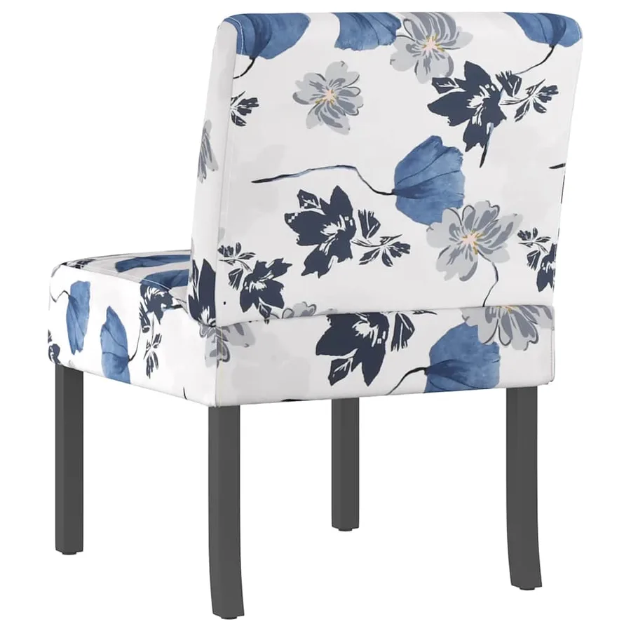 Fauteuil sans accoudoirs bleu tissu avec fleurs - 5