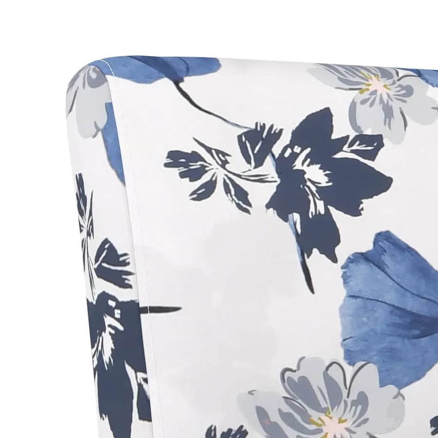 Fauteuil sans accoudoirs bleu tissu avec fleurs - 6