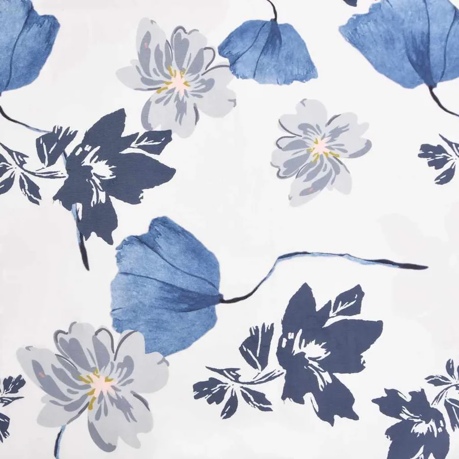 Fauteuil sans accoudoirs bleu tissu avec fleurs - 7