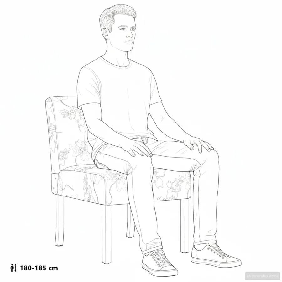 Fauteuil sans accoudoirs bleu tissu avec fleurs - 9