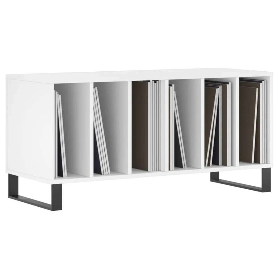 Armoire à disques blanc 100x38x48 cm bois d'ingénierie - 3