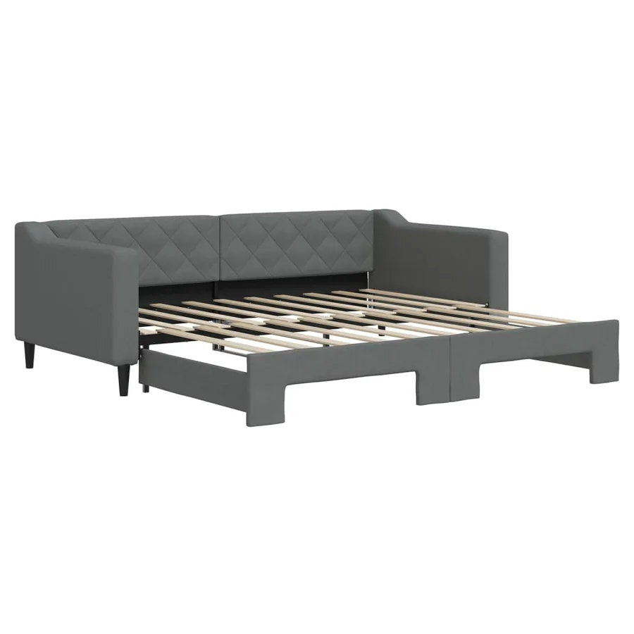 Lit de jour avec gigogne sans matelas gris foncé 90x190 cm - 2