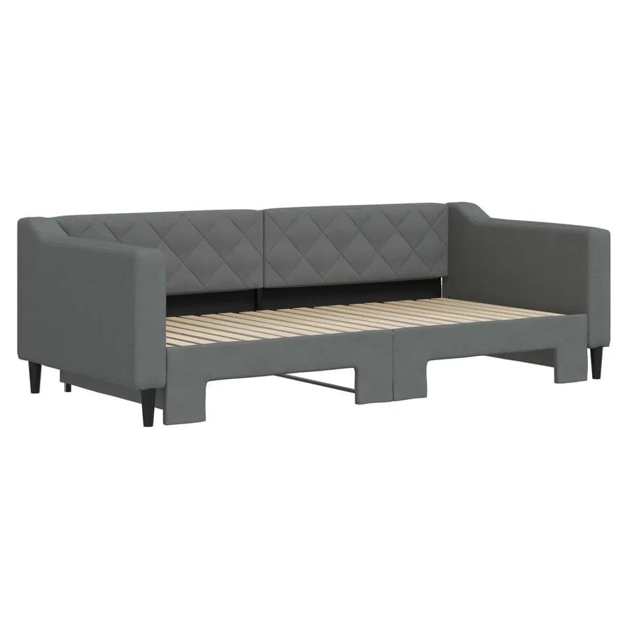 Lit de jour avec gigogne sans matelas gris foncé 90x190 cm - 3
