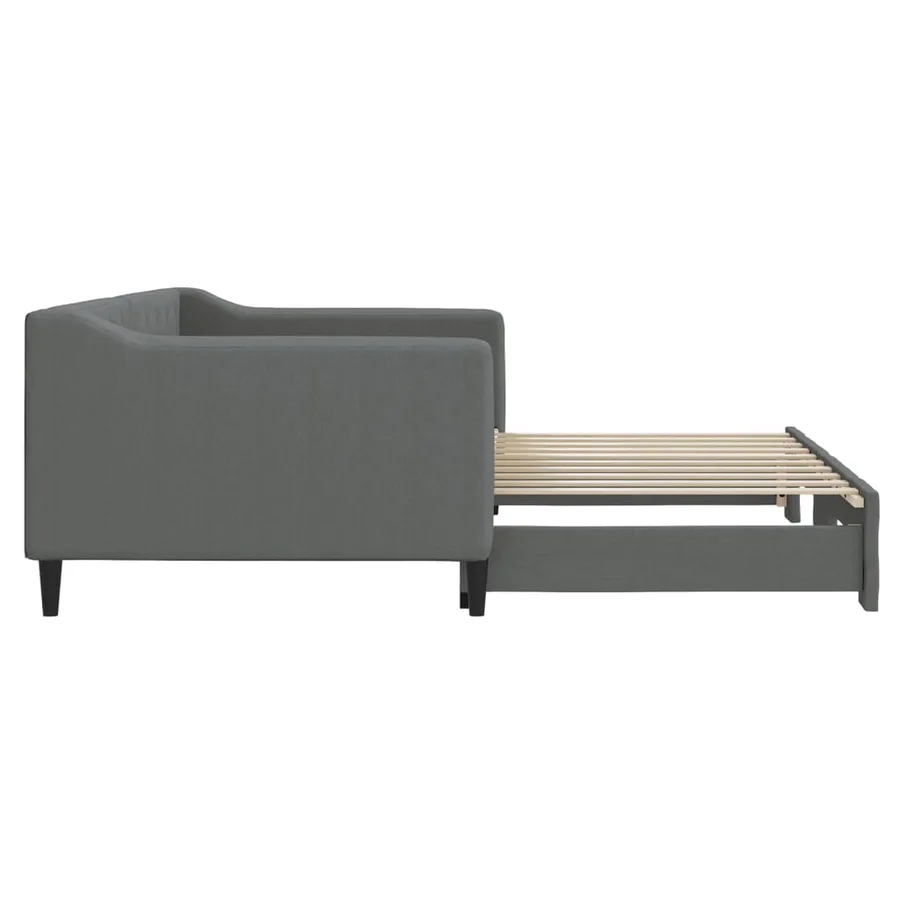 Lit de jour avec gigogne sans matelas gris foncé 90x190 cm - 8