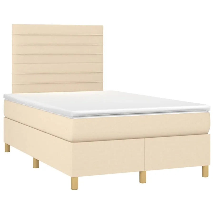 Sommier à lattes de lit avec matelas Crème 120x200 cm Tissu - 3