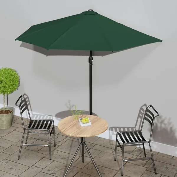 Parasol de balcon avec mât en aluminium Vert 270x144 cm Demi