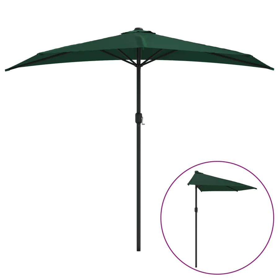 Parasol de balcon avec mât en aluminium Vert 270x144 cm Demi - 2