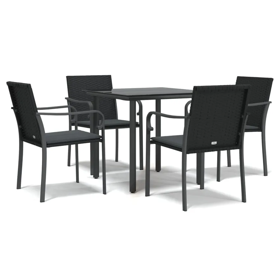 Ensemble à manger de jardin 5 pcs coussins résine tressée acier - 2