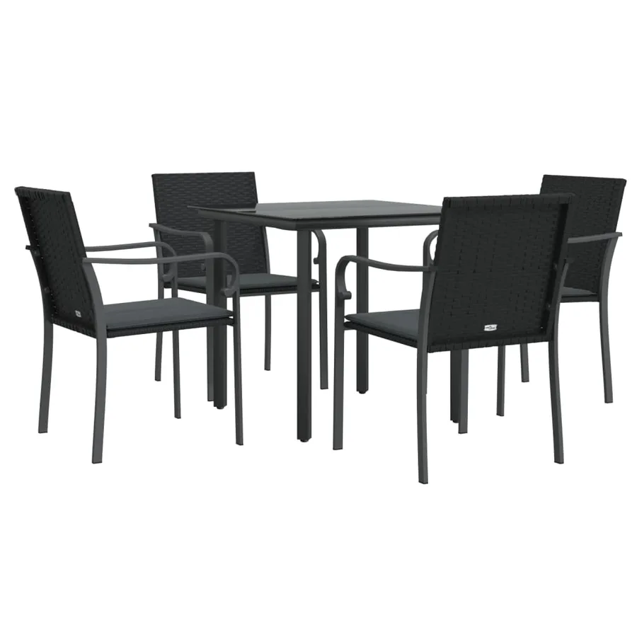 Ensemble à manger de jardin 5 pcs coussins résine tressée acier - 3