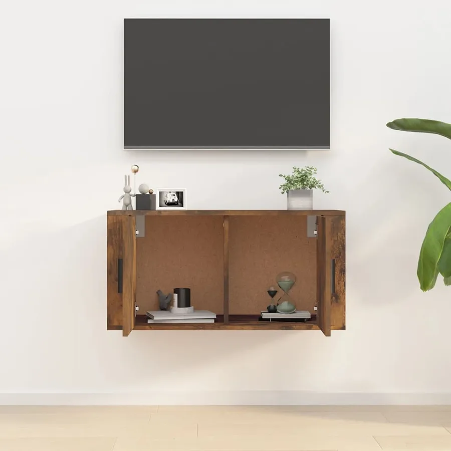 Meuble TV mural Chêne fumé 80x34,5x40 cm - 3