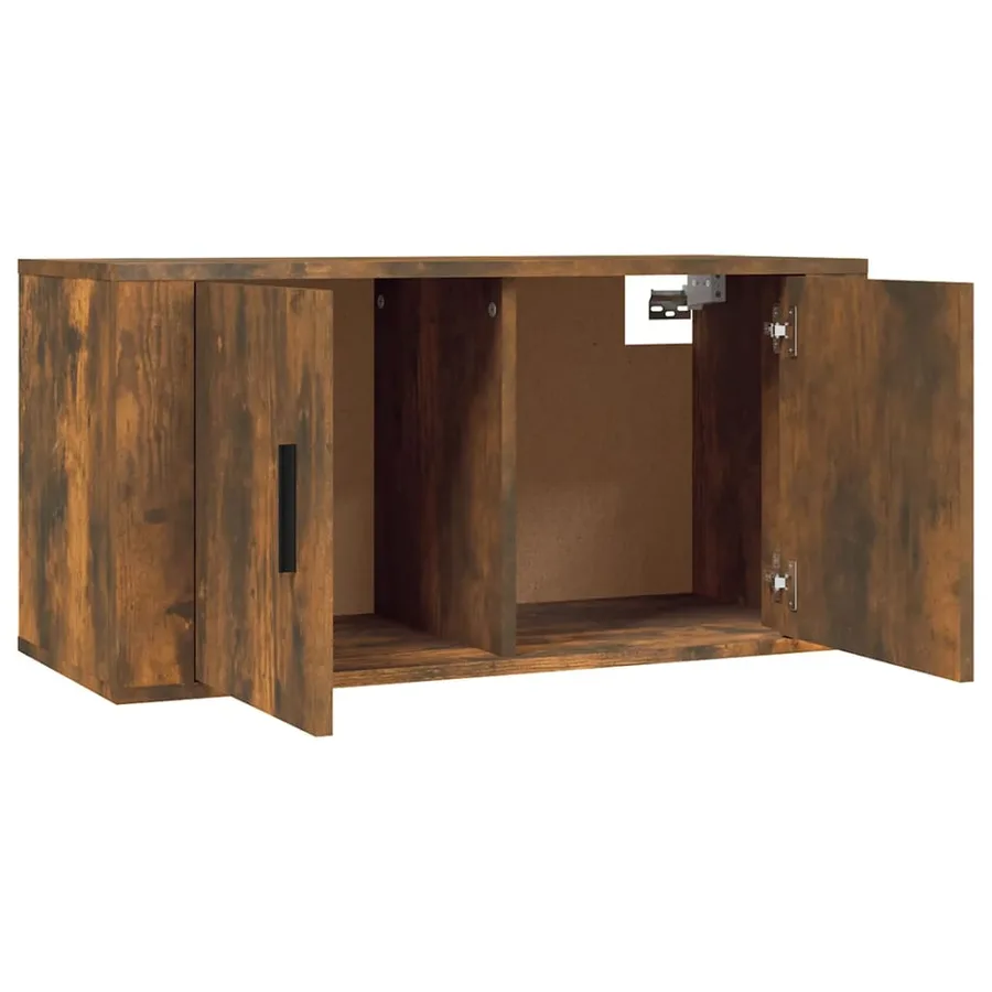 Meuble TV mural Chêne fumé 80x34,5x40 cm - 5