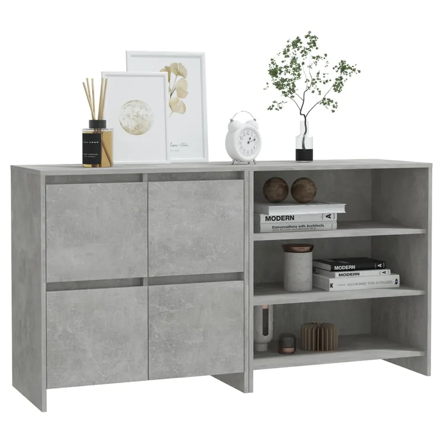 Buffets 2 pcs Gris béton Bois d'ingénierie - 5