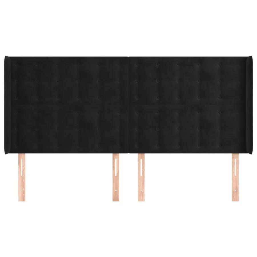 Tête de lit avec oreilles Noir 203x16x118/128 cm Velours - 3