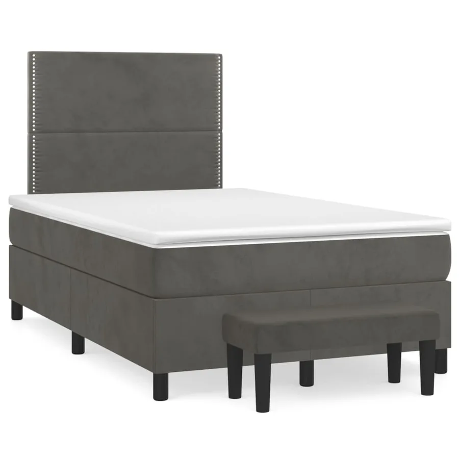 Sommier à lattes de lit et matelas Gris foncé 120x200cm Velours - 2