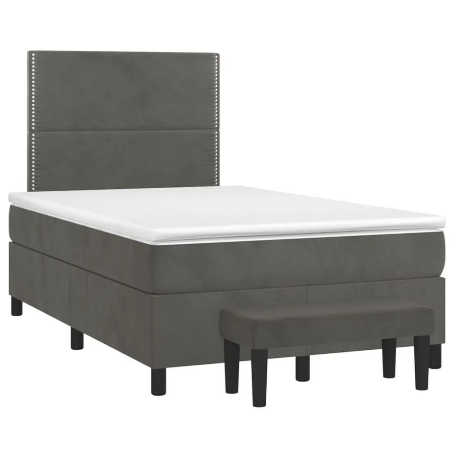 Sommier à lattes de lit et matelas Gris foncé 120x200cm Velours - 3