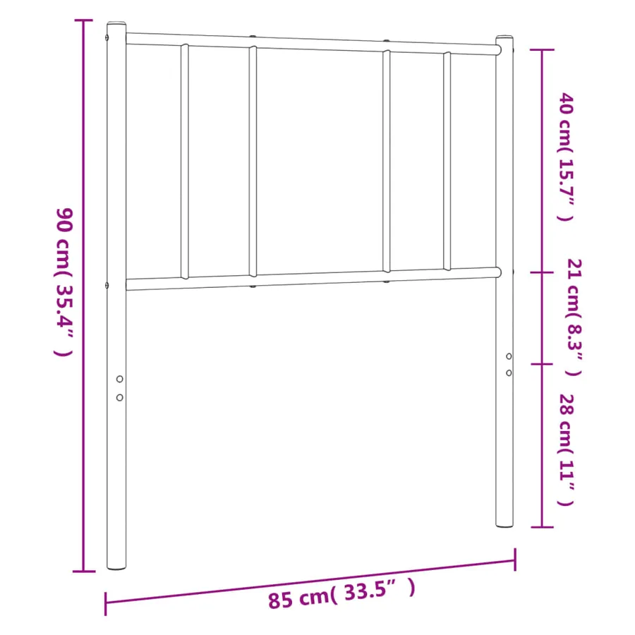 Tête de lit de remplacement métal noir 80 cm - 7