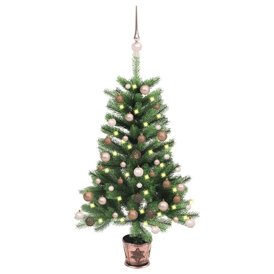Arbre de Noël artificiel pré-éclairé et boules 65 cm vert