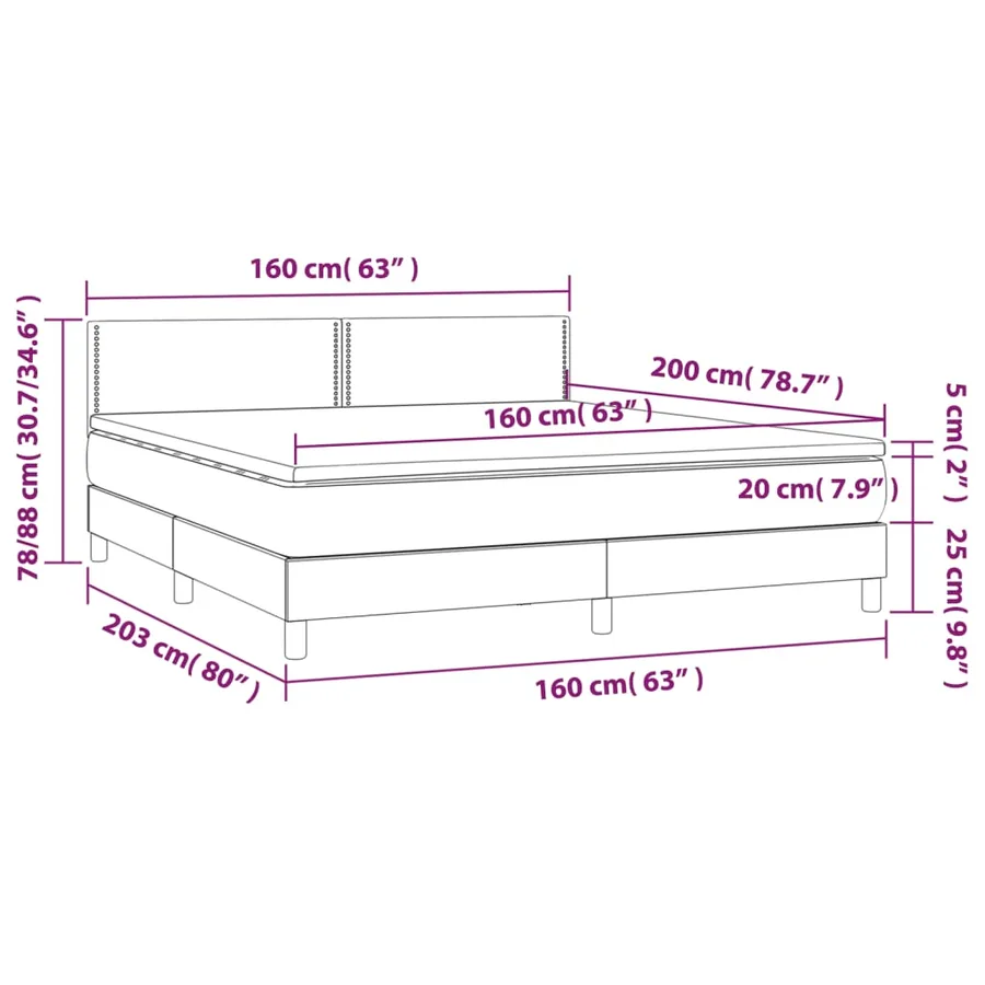 Sommier à lattes de lit avec matelas LED Rose 160x200 cm - 8