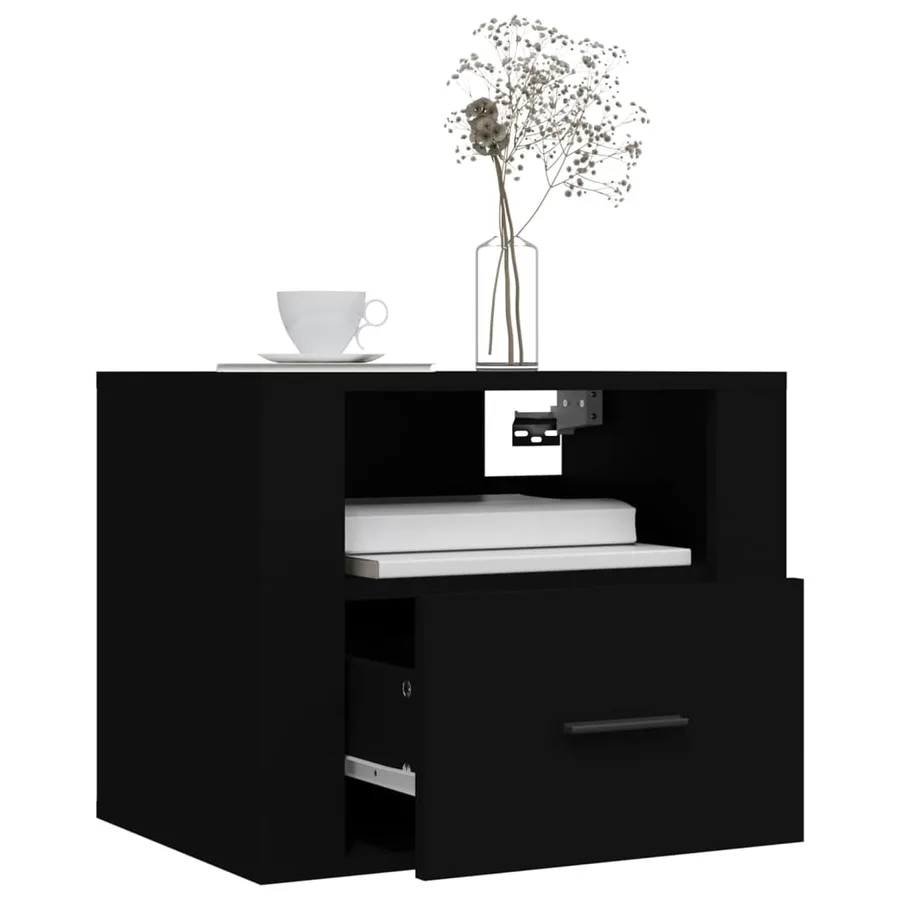 Table de chevet murale Noir 50x36x40 cm - 4