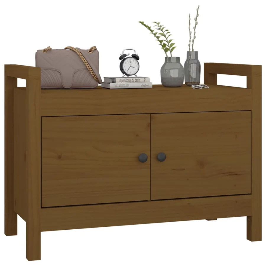 Banc d'entrée Marron miel 80x40x60 cm Bois de pin massif - 8