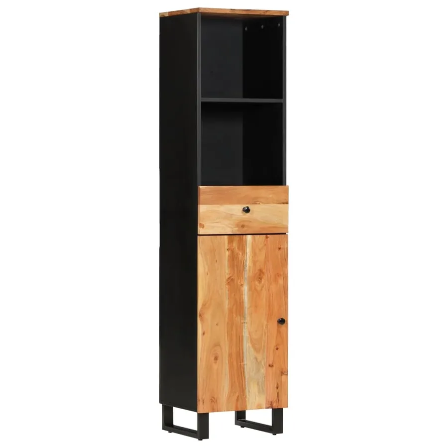 Armoire de salle de bain 38x33x160 cm bois massif d'acacia - 2