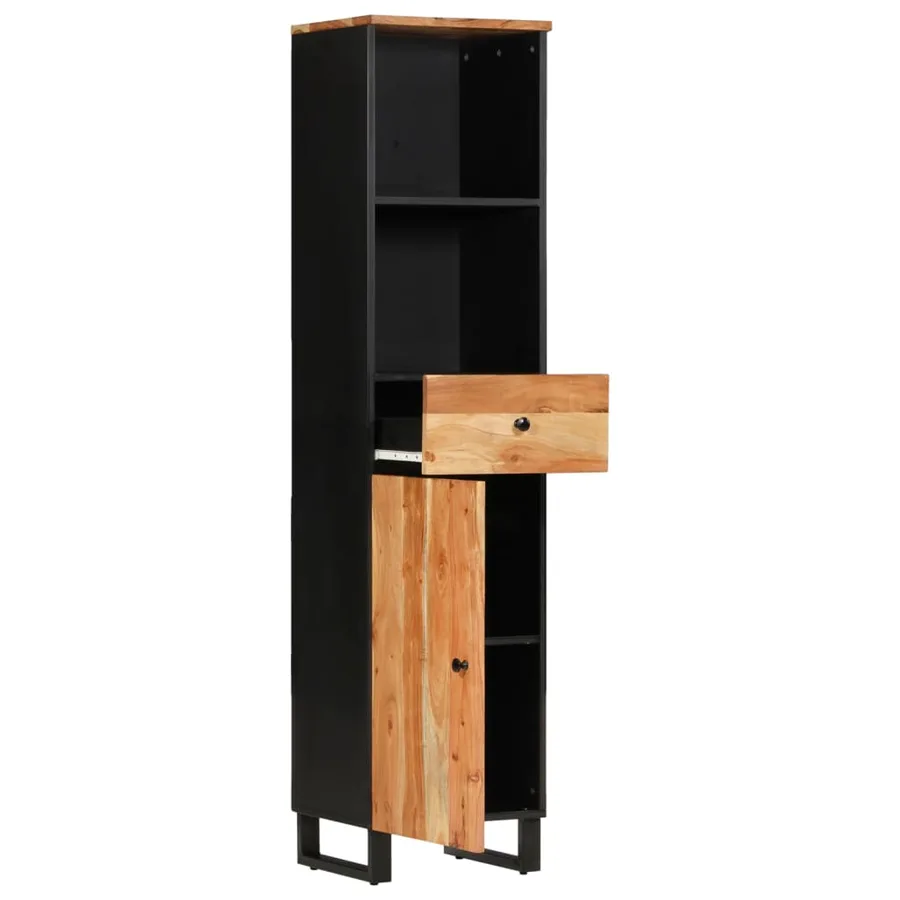 Armoire de salle de bain 38x33x160 cm bois massif d'acacia - 3