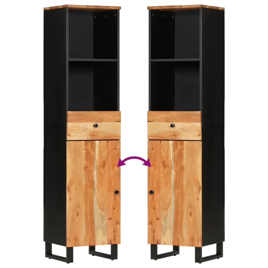 Armoire de salle de bain 38x33x160 cm bois massif d'acacia - 7