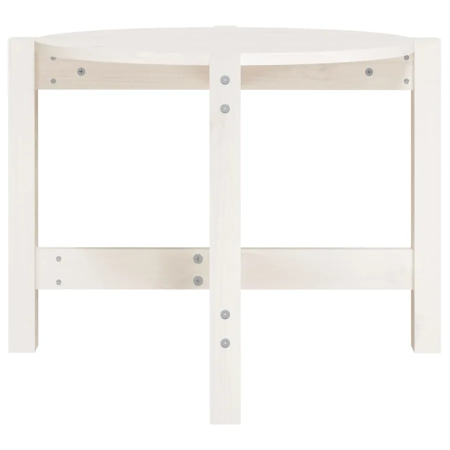 Table basse Blanc Ø 62,5x45 cm Bois massif de pin - 5