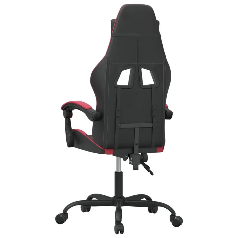 Chaise de jeu pivotante Noir et rouge bordeaux Similicuir - 5