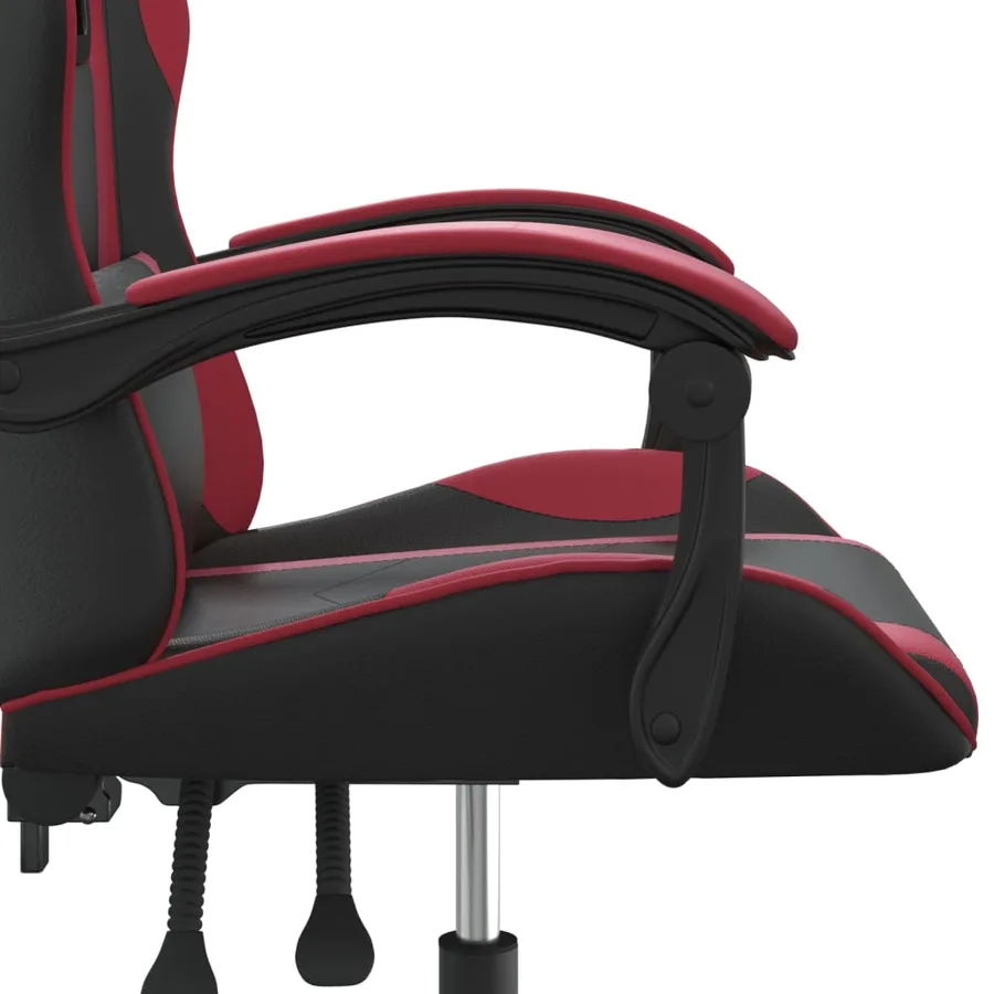 Chaise de jeu pivotante Noir et rouge bordeaux Similicuir - 7