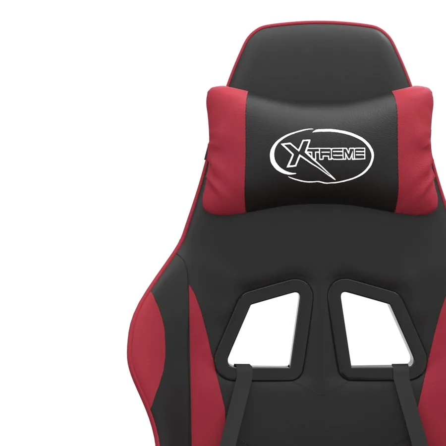 Chaise de jeu pivotante Noir et rouge bordeaux Similicuir - 9