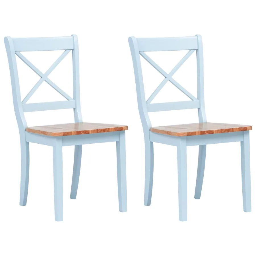 Chaises à manger lot de 2 gris et bois clair bois hévéa massif