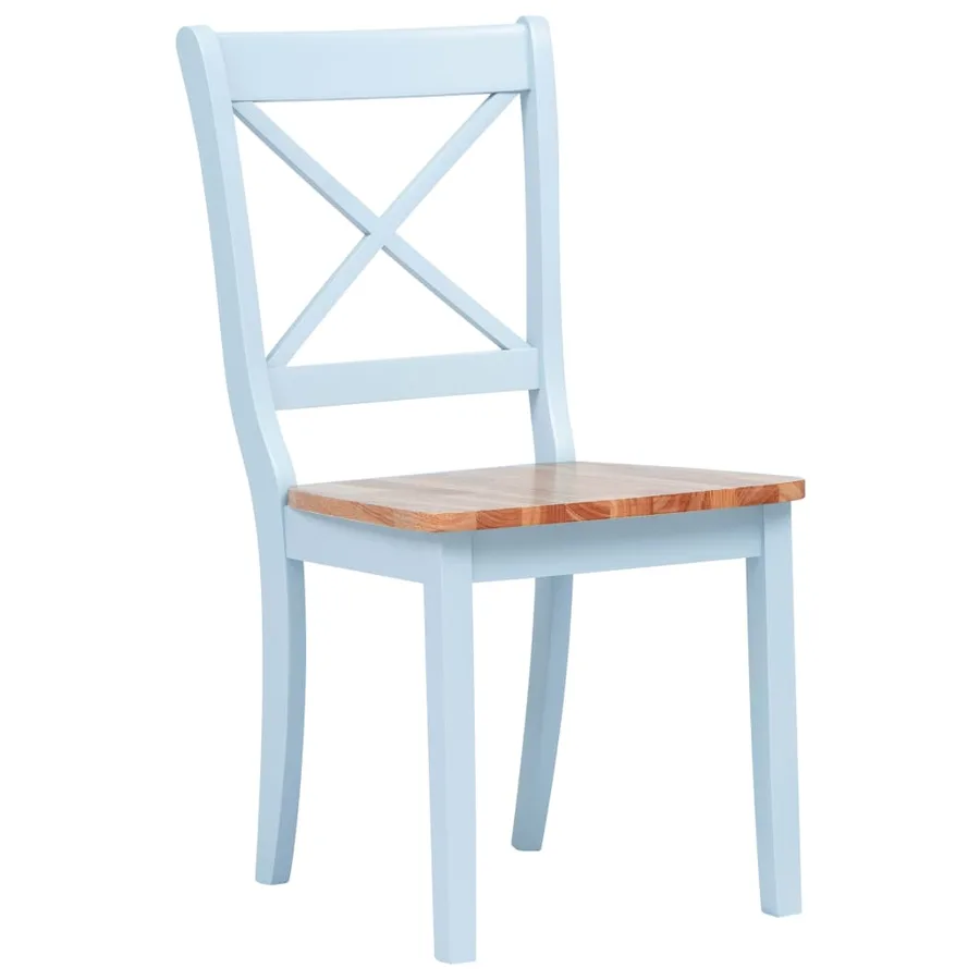 Chaises à manger lot de 2 gris et bois clair bois hévéa massif - 2