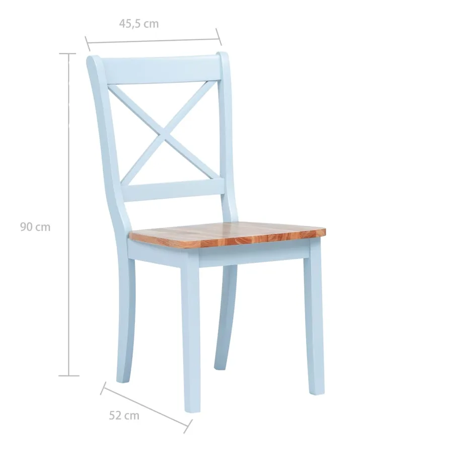 Chaises à manger lot de 2 gris et bois clair bois hévéa massif - 7
