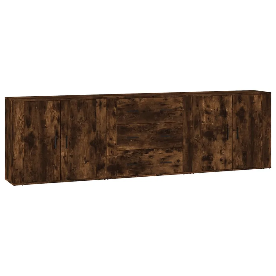 Buffets 3 pcs Chêne fumé Bois d'ingénierie - 2