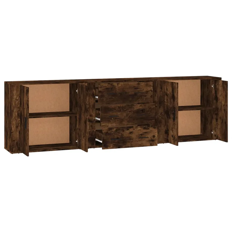 Buffets 3 pcs Chêne fumé Bois d'ingénierie - 5