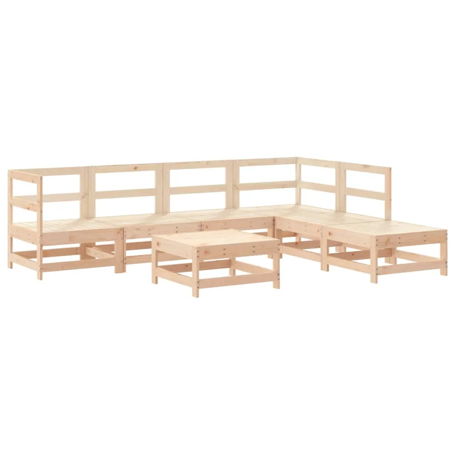 Salon de jardin 7 pcs avec coussins bois massif - 3
