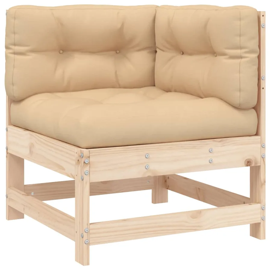Salon de jardin 7 pcs avec coussins bois massif - 5