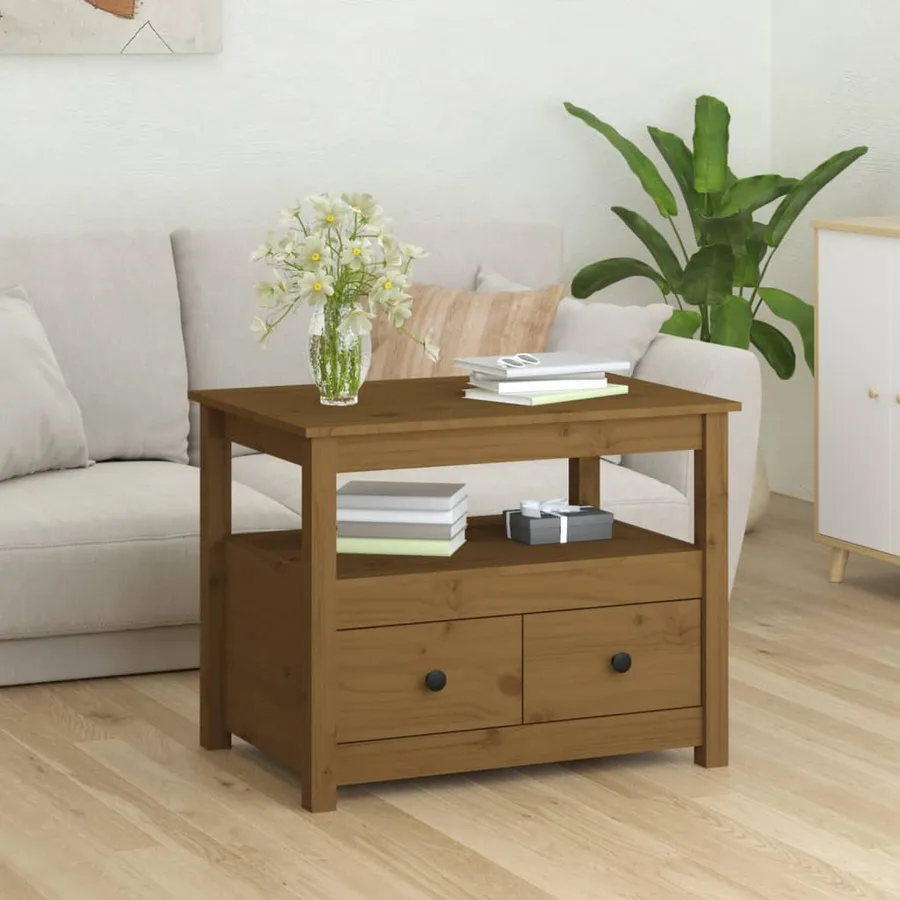 Table basse Marron miel 71x49x55 cm Bois massif de pin - 3