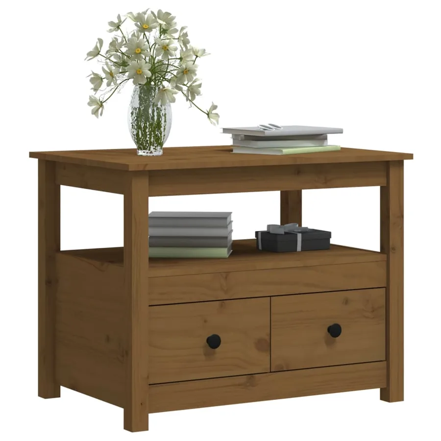 Table basse Marron miel 71x49x55 cm Bois massif de pin - 5