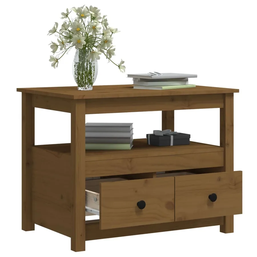 Table basse Marron miel 71x49x55 cm Bois massif de pin - 6