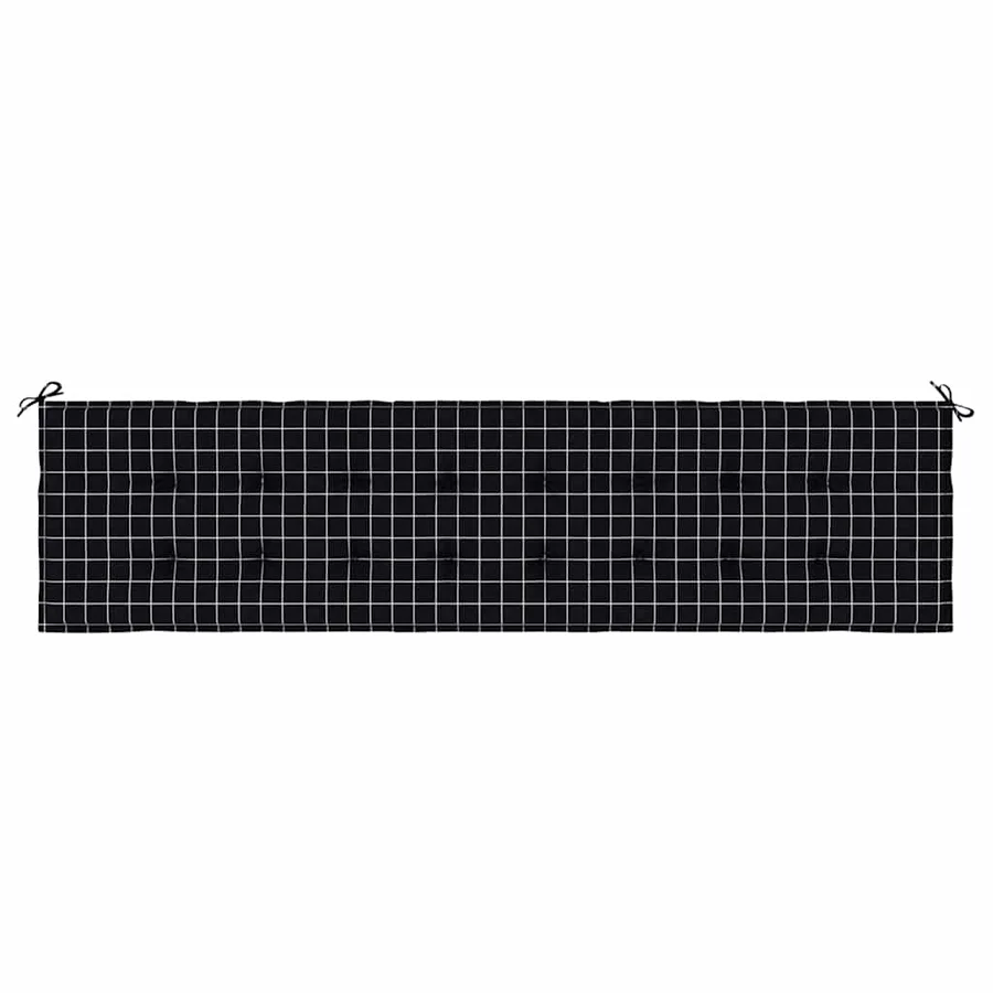 Coussin de banc de jardin carreaux noir 200x50x3 cm tissu - 4