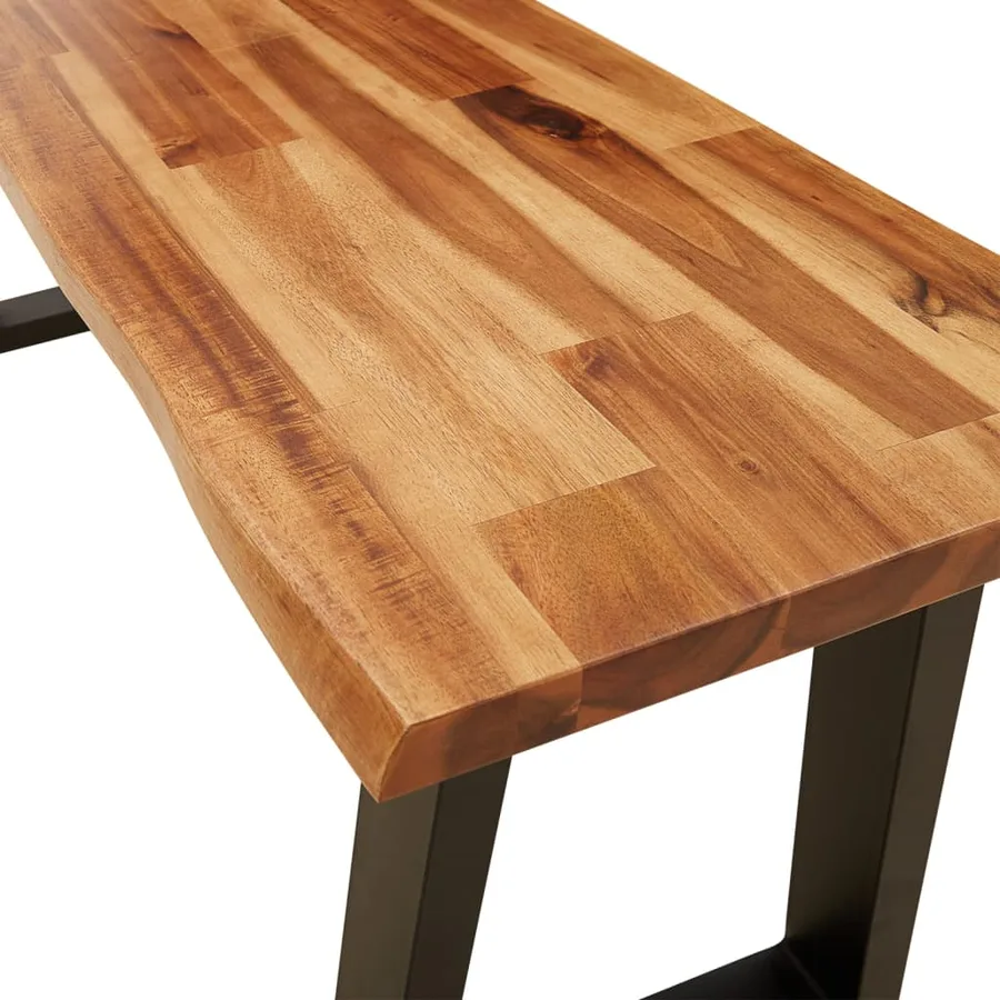 Banc avec bord vivant 110 cm bois d'acacia massif - 7