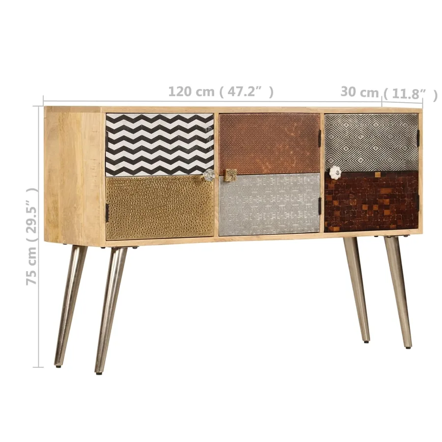 Buffet 120x30x75 cm bois de manguier massif - 9