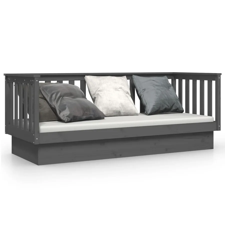 Lit de jour sans matelas gris 75x190 cm bois de pin massif - 2
